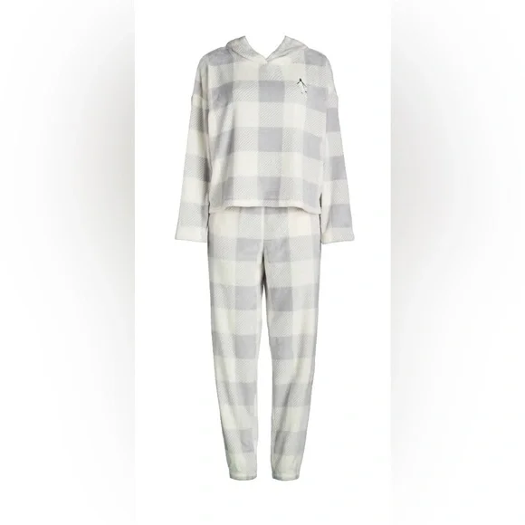 Women's Plaid Pajama Set - Gray and White - Picture 1 of 6